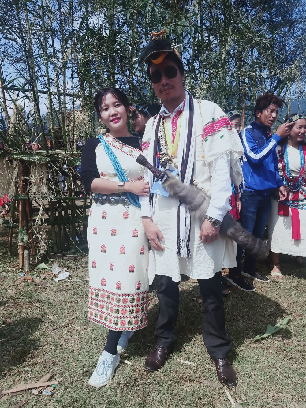 A Nyishi couple in traditional dress